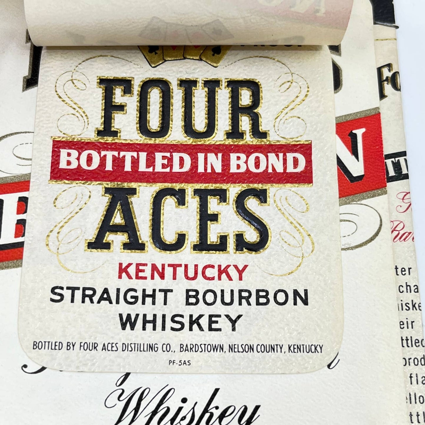 Four Aces Bourbon Whiskey Label Set of 4 Four Aces Distilling Co Bardstown KY