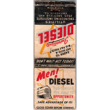 Vintage Matchbook Cover Investigate Diesel Utilities Engineering Institute SE5