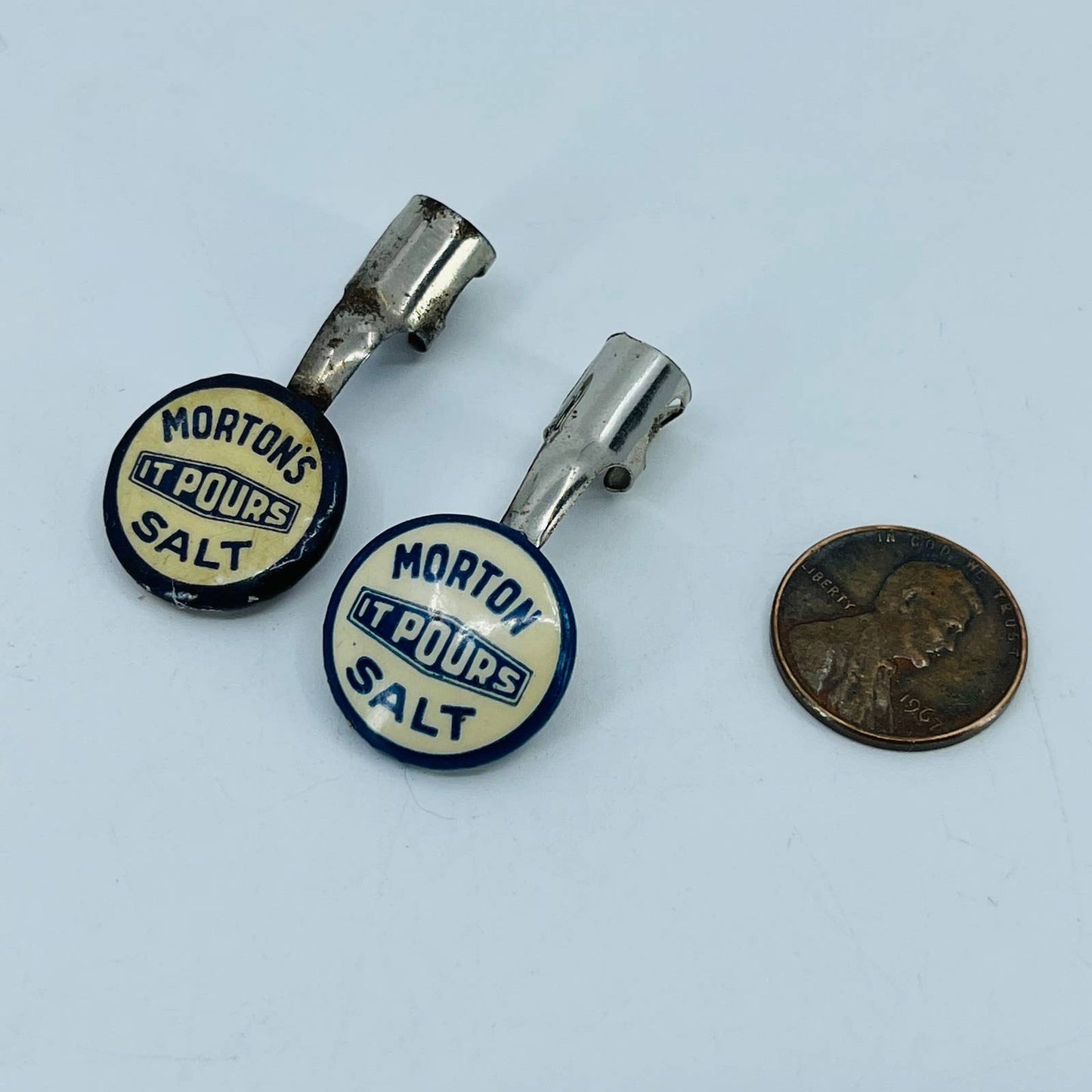 Vintage Morton’s Salt It Pours Pencil Topper Set of 2 Lou Fox Chicago SC3