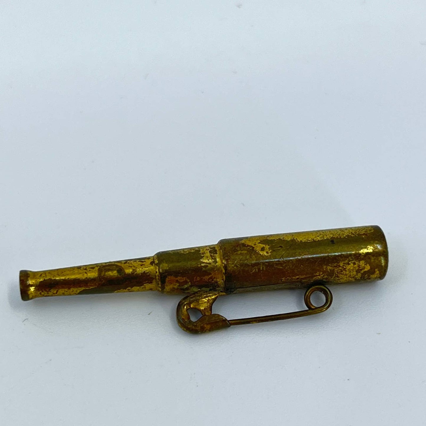 Vintage Pinback Button Brass Telescope Pin SD4