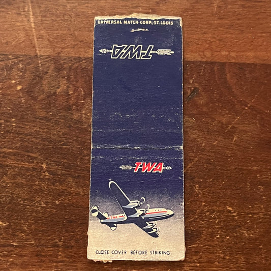 1950s TWA Airplane Graphic Advertising Matchbook Cover SA9-M11