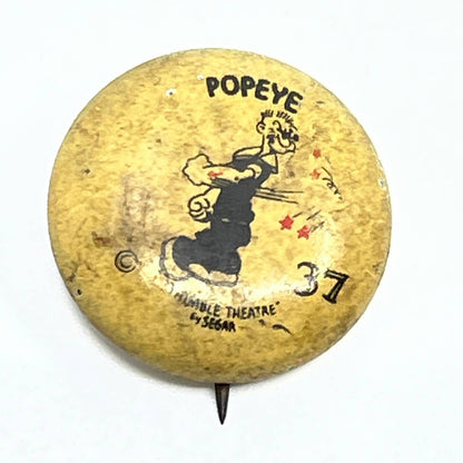 1930s Thimble Theatre 37 Popeye Western Theatre Premium Pinback Button SD9