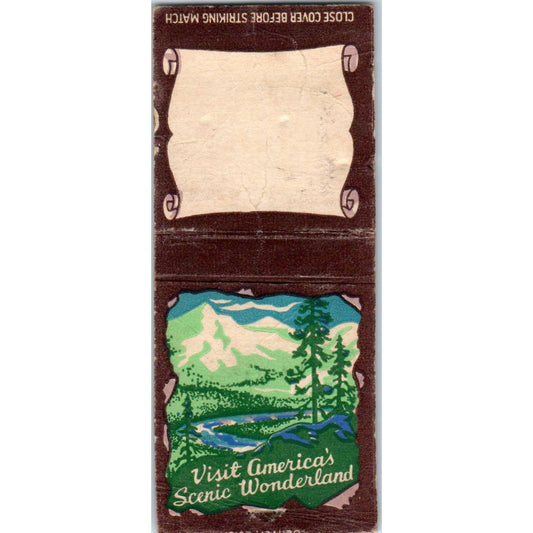 Visit America's Scenic Wonderland Advertising Matchbook Cover SA9-M3