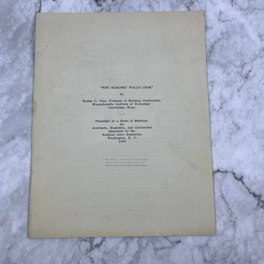 1938 Why Masonry Walls Leak Presentation Walter C. Voss TI6