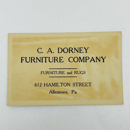 c1900 Victorian Trade Card C.A. Dorney Furniture Company Allentown PA EA1