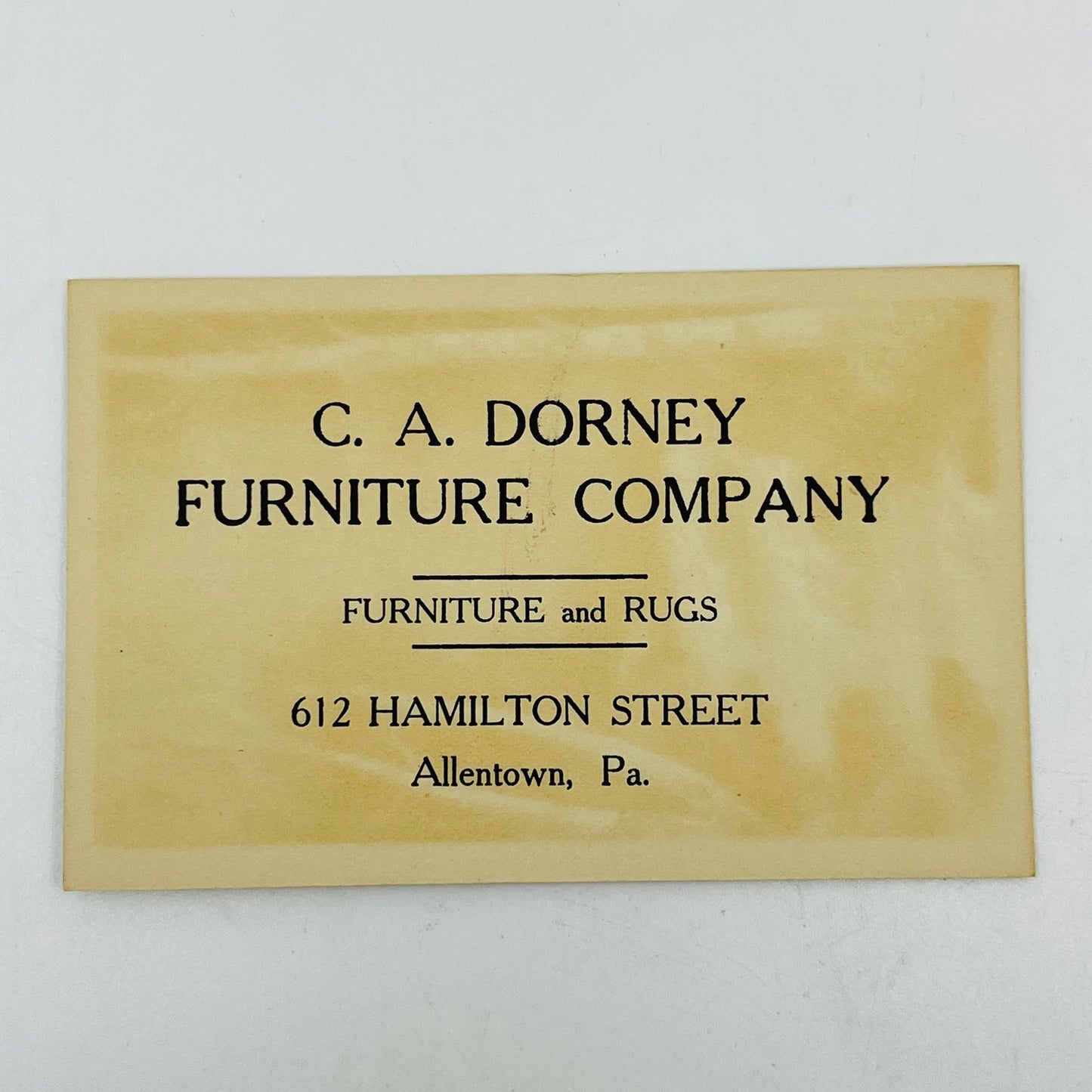 c1900 Victorian Trade Card C.A. Dorney Furniture Company Allentown PA AK7-M3