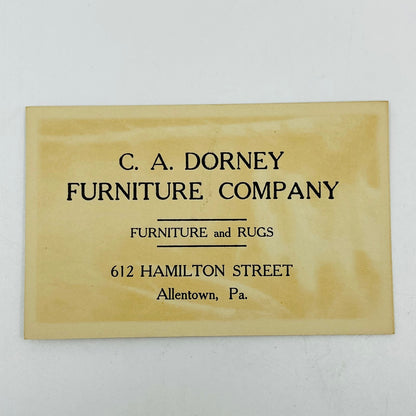 c1900 Victorian Trade Card C.A. Dorney Furniture Company Allentown PA AK7-M3