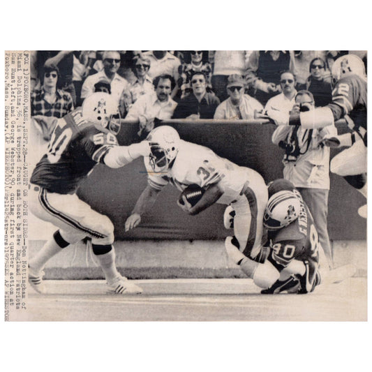 1975 Press Photo Football Dolphins Don Nottingham & Patriots Hunt Webster AD3