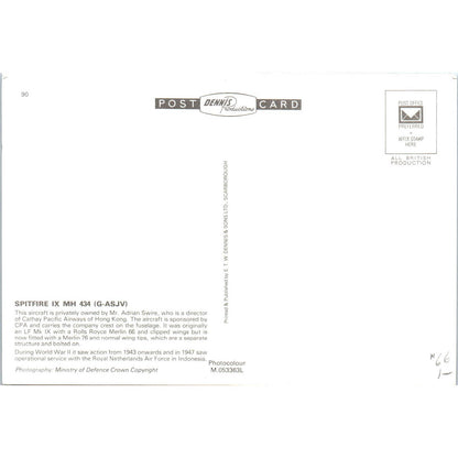 Spitfire IX MH 434 (G-ASJV) Original Postcard TK1-P19