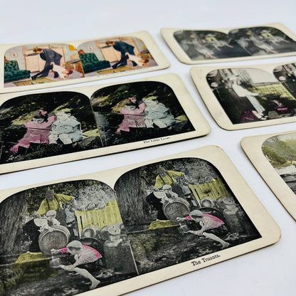 c1890 Lot of 6 Stereoview Cards Hand Tinted Pictures VICTORIAN CHILDREN TA7-15