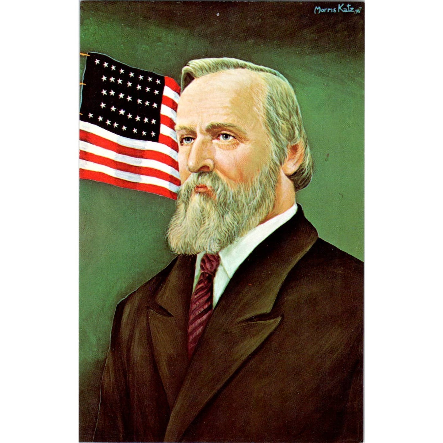 Rutherford B. Hayes Portrait Morris Katz 1960s Original Postcard TK1-21