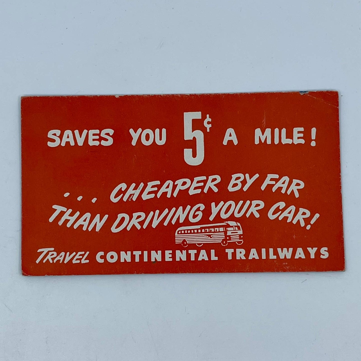 Vintage Blotter Card Travel Continental Trailways Bus Line SC5