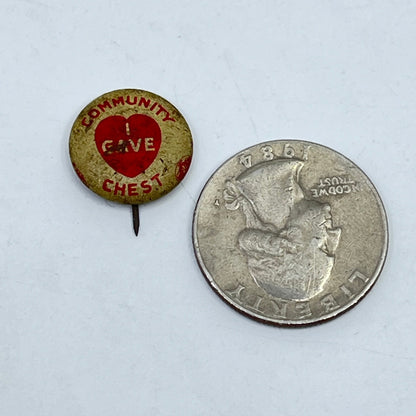 1920s Community Chest I Gave Button Pin SE9