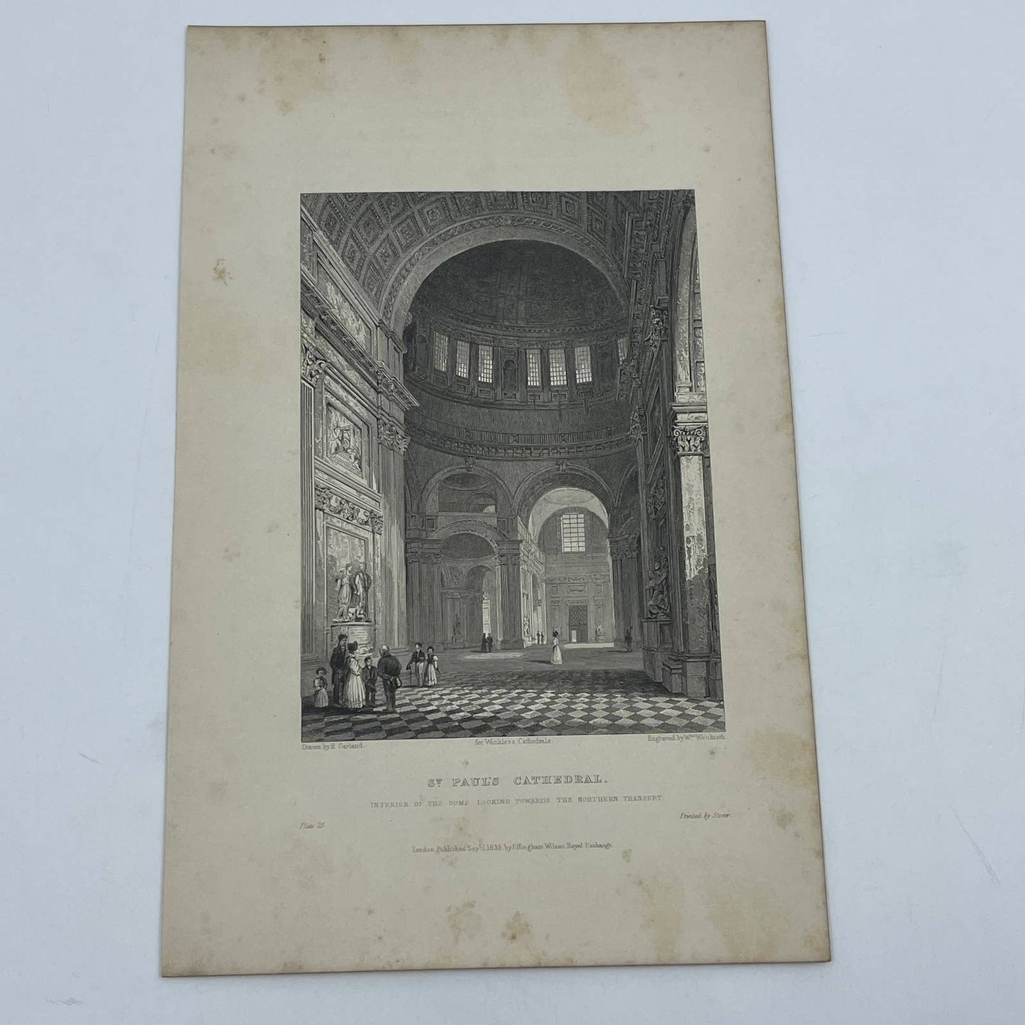 1836 Original Art Engraving St. Paul's Cathedral Interior of the Dome AC6