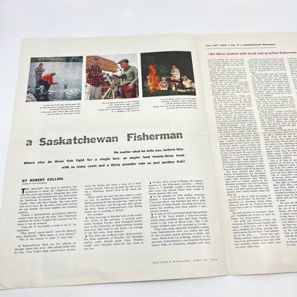1956 Saskatchewan Canada Fishing Careen Lake Article Leaflet AB3