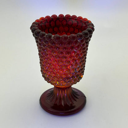 Vintage 1960s AMBERINA Hobnail Votive Candle Holder Tealight Goblet Repaired TB3