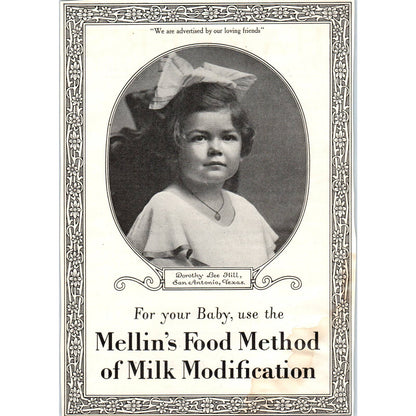 c1920 Harper's Magazine Ad - Mellin's Food Method of Milk Modification EA3