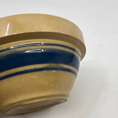 Antique HULL Pottery Blue Banded Yellow Ware Small Mixing Bowl 5" Diameter TH5
