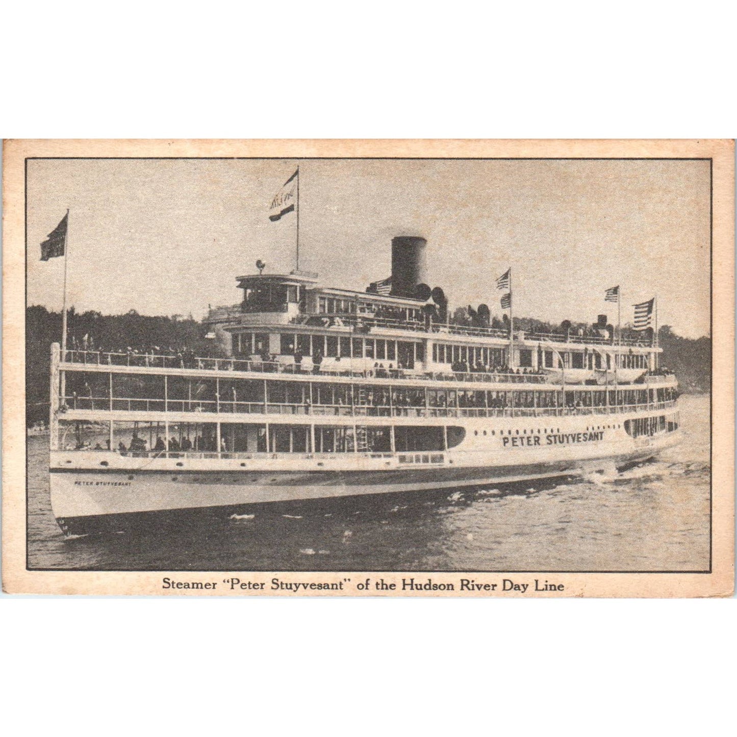 Steamer Peter Stuyvesant Hudson River Day Lines 1920s - Original Postcard TJ9-P1