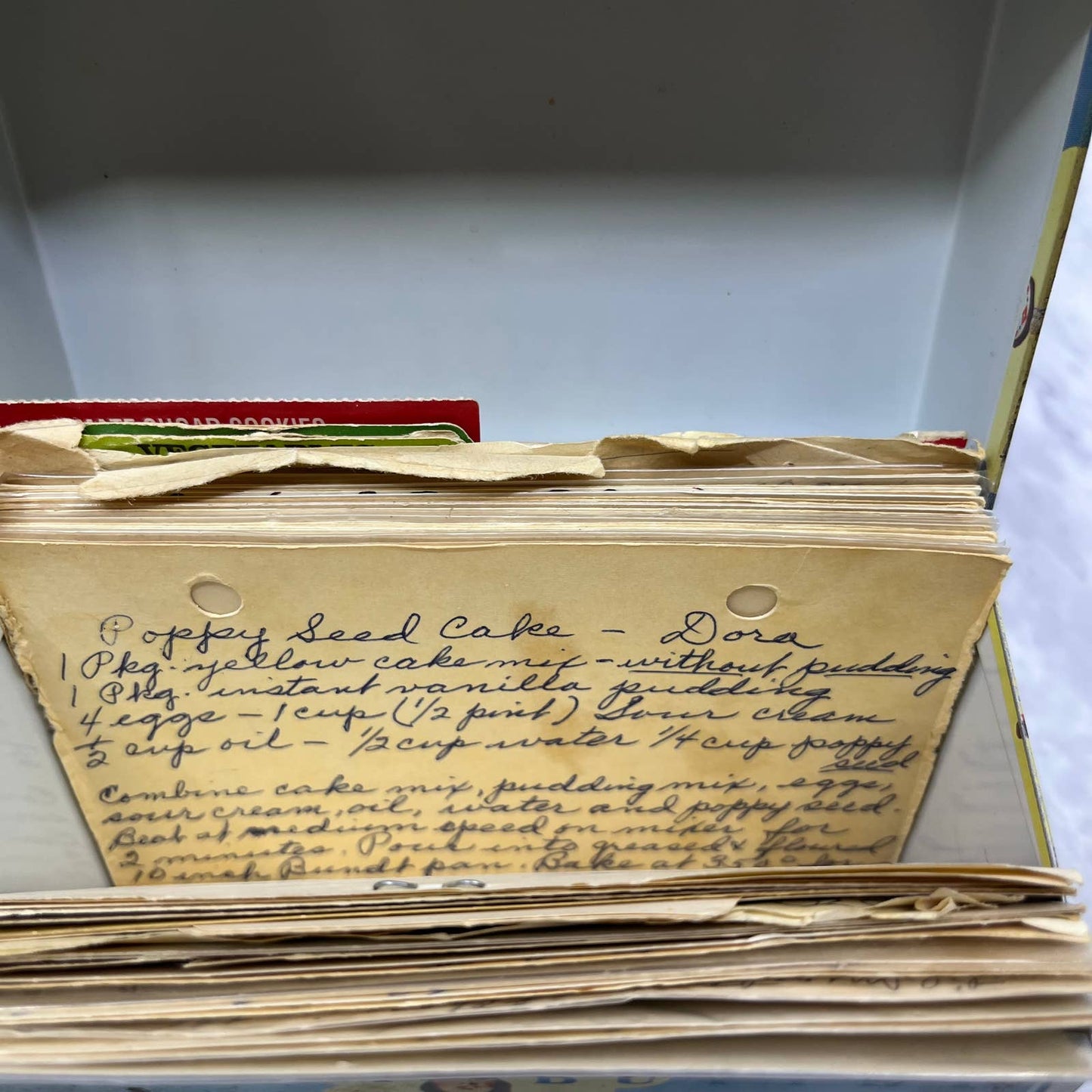 Vintage Land O' Lakes Metal 3x5 Recipe Box Original With Handwritten Recipes TJ4