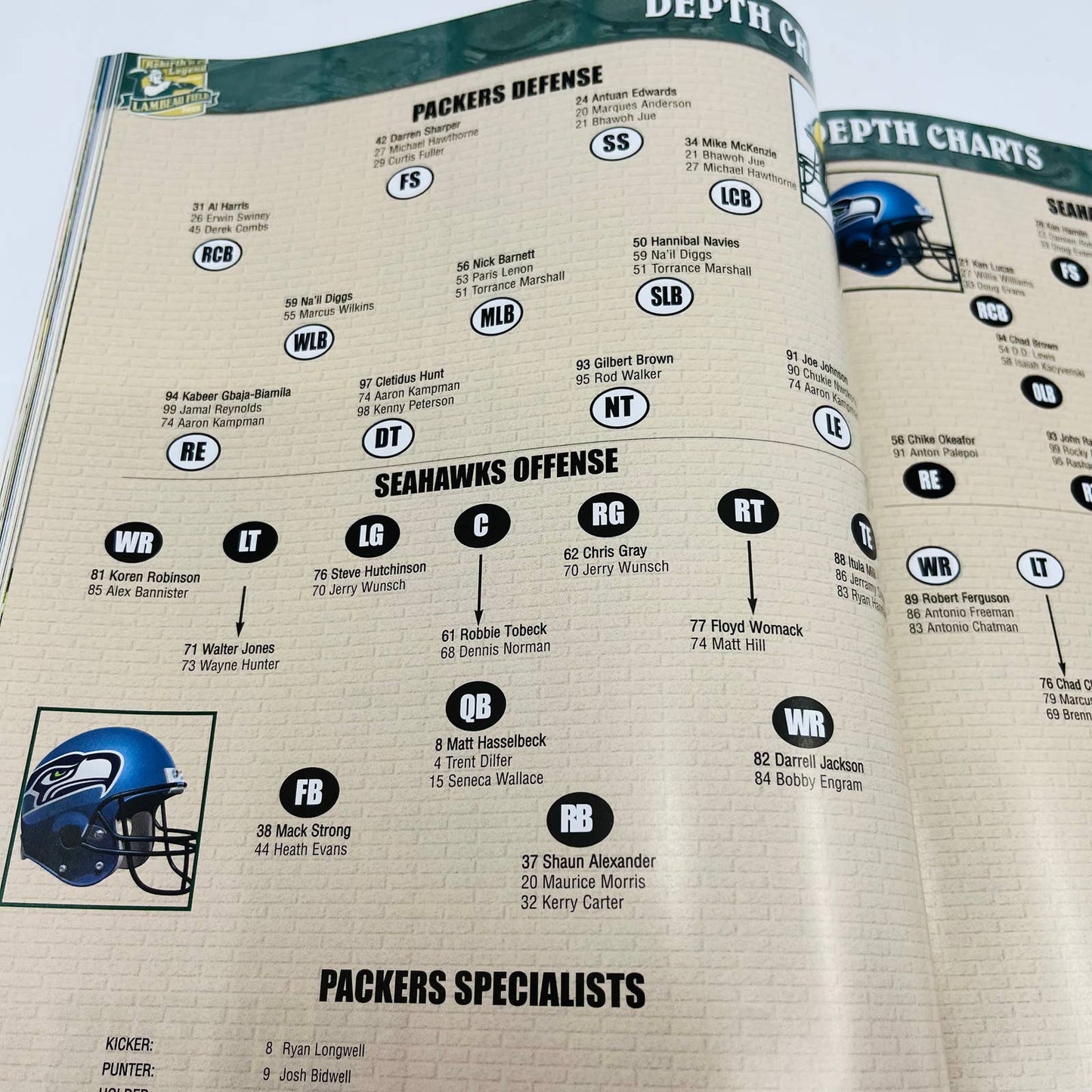 October 5, 2003 GREEN BAY PACKERS program GAMEDAY vs Seattle Seahawks BA4