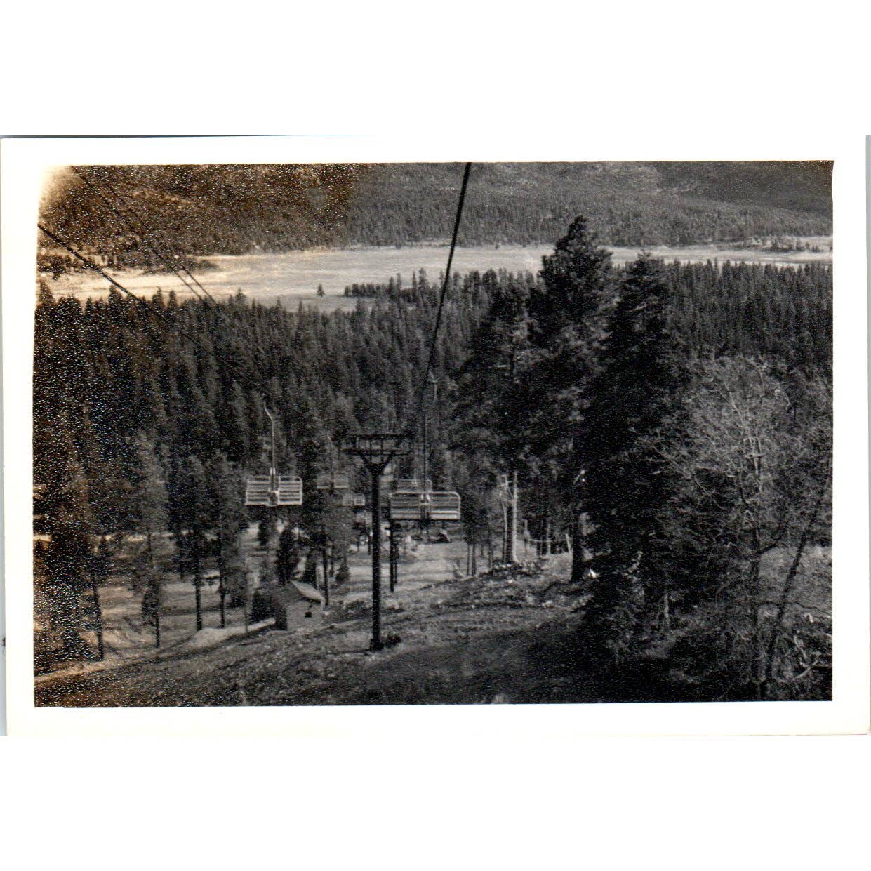 Vintage Original Photograph Ski Lift Black and White 3x4" SE5