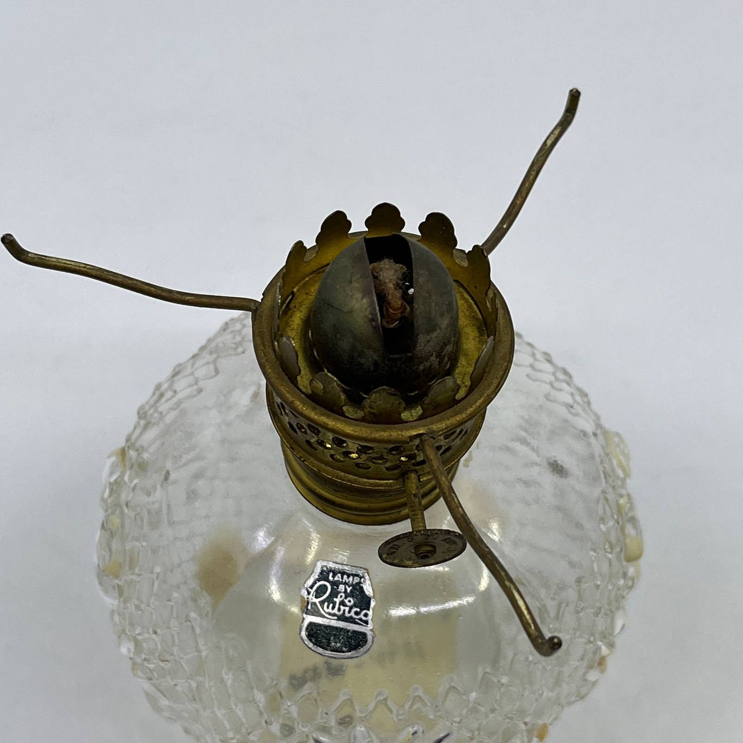 Antique Rubicon Oil Lamp Hand Painted Clear Daisy 8" Matching Shade TI2