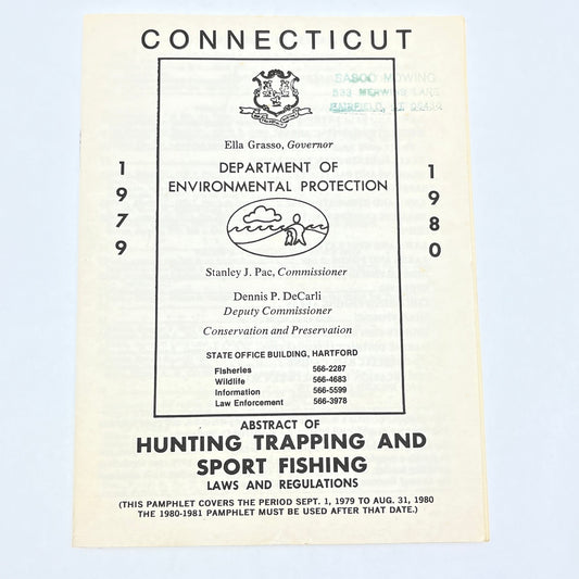 1978 Connecticut Hunting Trapping and Sport Fishing Book Sasoo Mowing Stamp H5-3