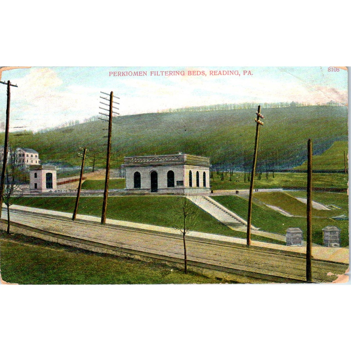 1921 Postcard Perkiomen Filtering Beds Reading PA TD9-P1