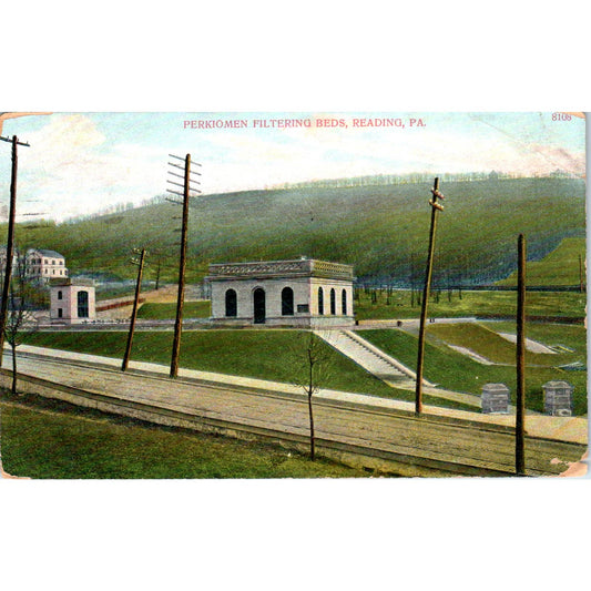 1921 Postcard Perkiomen Filtering Beds Reading PA TD9-P1