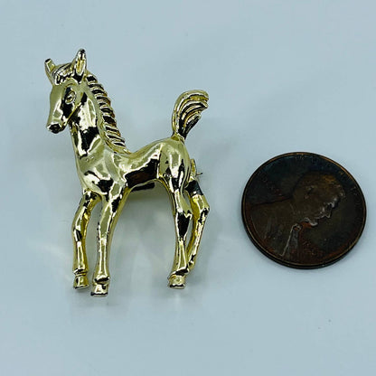 Vintage MCM Horse Brooch Gold Tone SA6