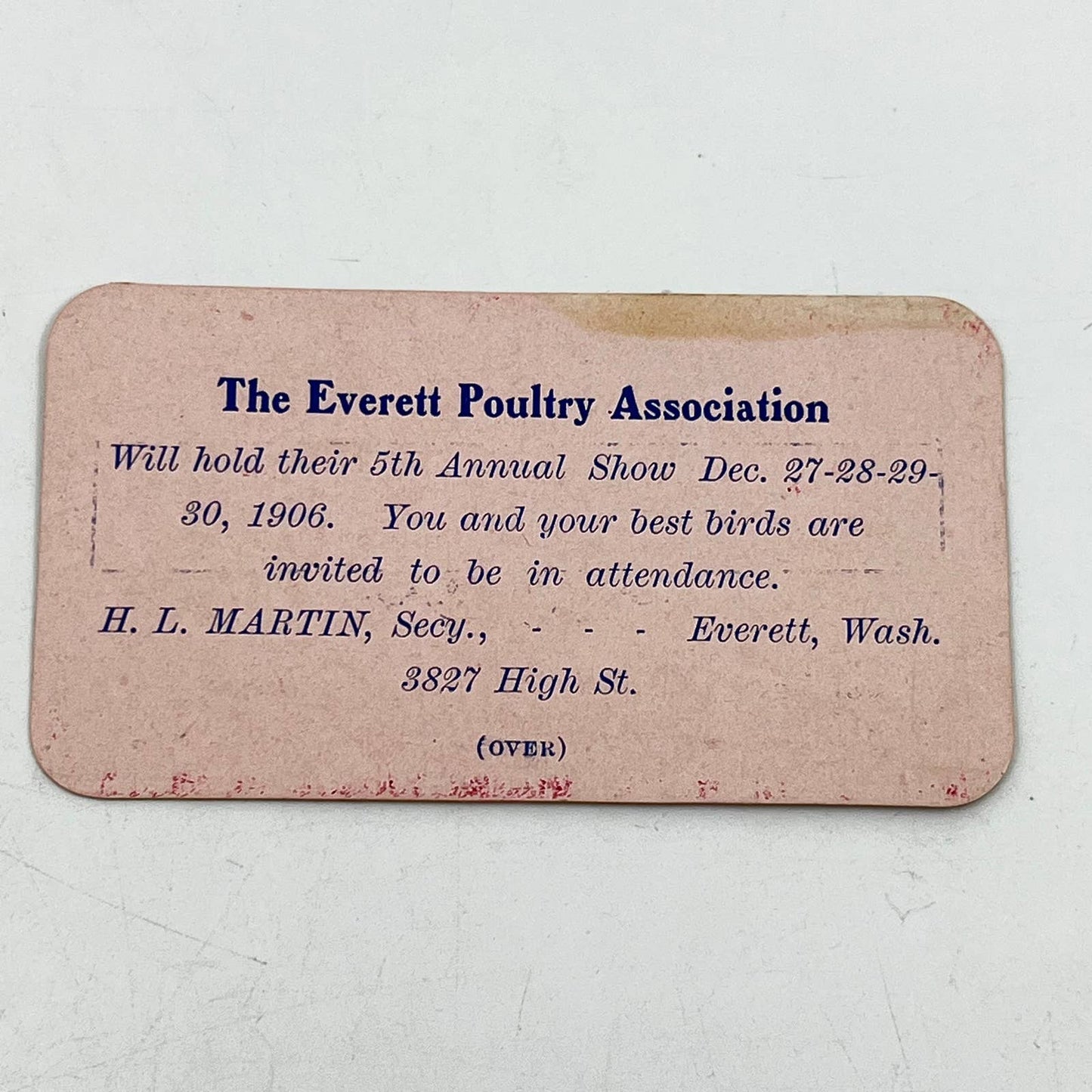1906 Black Bros. Chicken Salesmen Coupeville Washington Business Card SC5