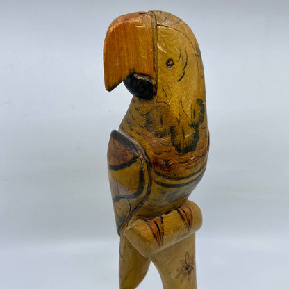 Vintage Balsa Wood Parrot Statue Figurine Hand Carved Painted 15" TH7
