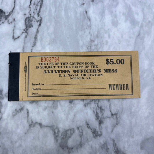 VTG Aviation Officer's Mess Ticket Book U.S. Naval Air Station Norfork VA TD8