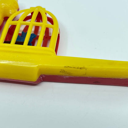Vintage Yellow and Red Plastic Cat &  Bird Cage Slide Whistle West Germany TE1