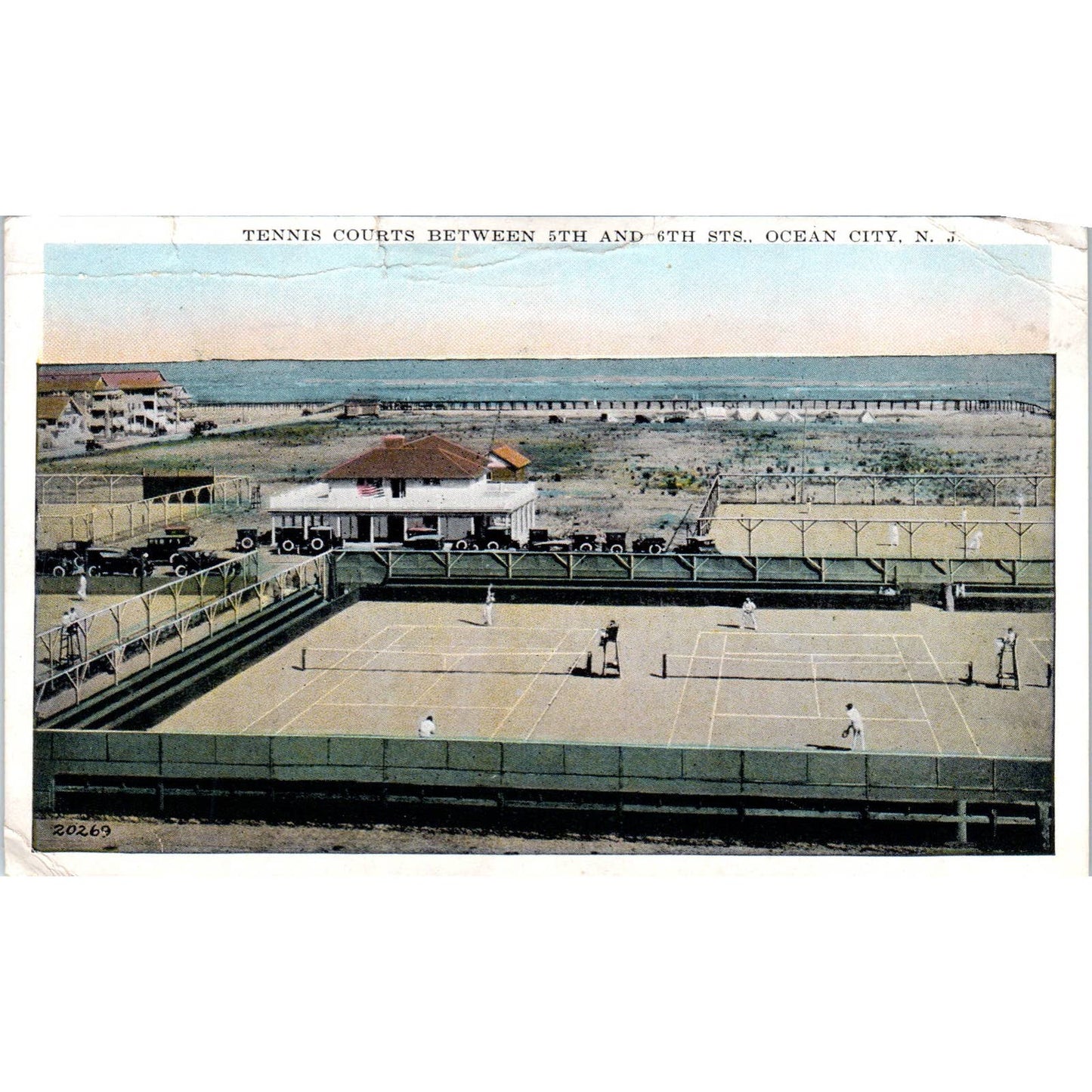 Tennis Courts Between 5th & 6th St. Ocean City NJ 1930 Original Postcard TK1-23