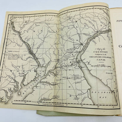 1874 Chesapeake and Delaware Canal Company 55th Annual Report Fold Out Map AA2