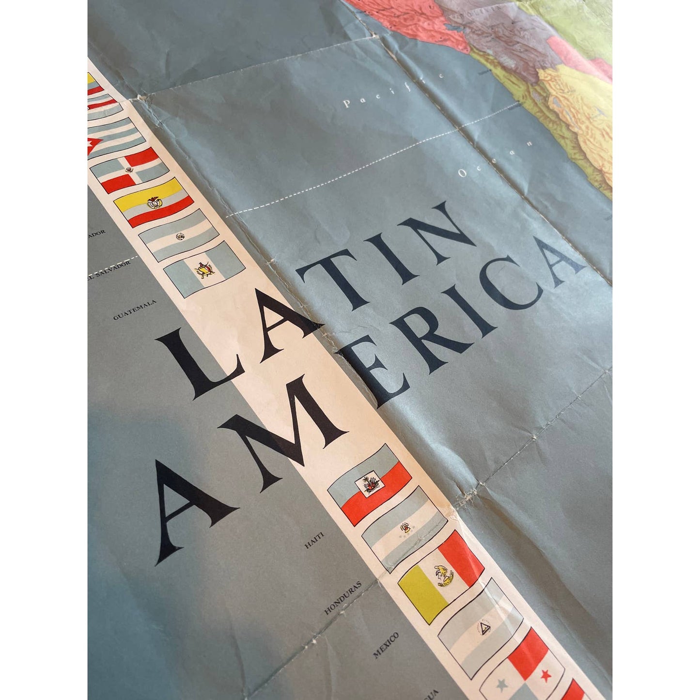 Map of Latin America Friendship Press 1961 “map by palacios” 32x42 FL3