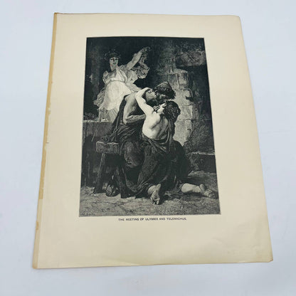 1880s Art Print Engraving Homer Odyssey MEETING BETWEEN ULYSSES & TELEMACHUS