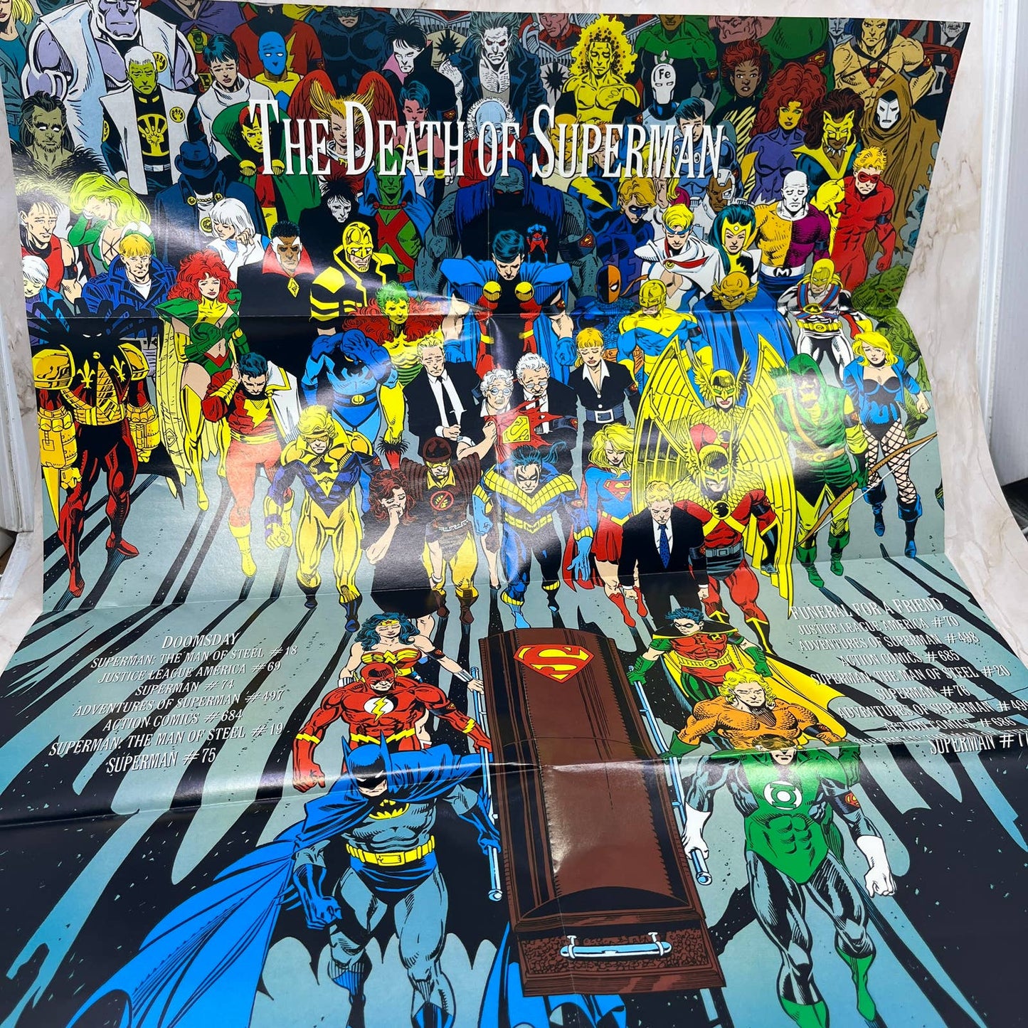 1993 DC Death of Superman Memorial Poster, “Eulogy” and Card Set AB8