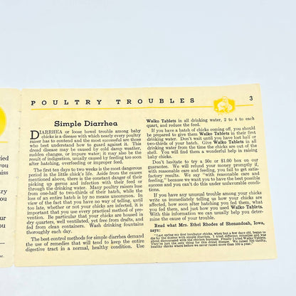 1936 Poultry Troubles A Helpful Treatise on Poultry Disease Walko Booklet AB8