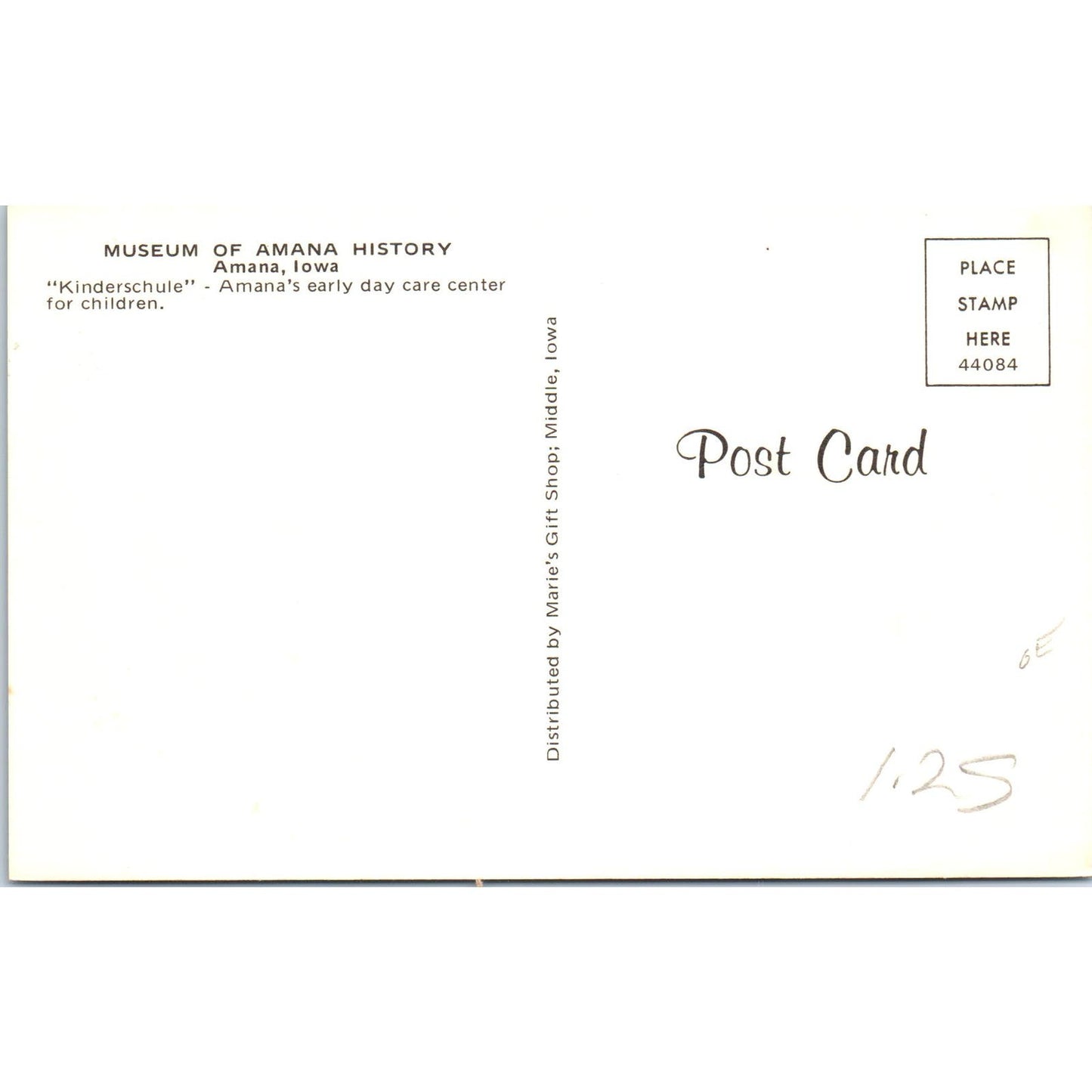 Kinderschule - Museum of Amana History Amana Iowa Original Postcard PB9