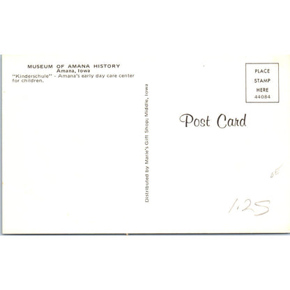 Kinderschule - Museum of Amana History Amana Iowa Original Postcard PB9