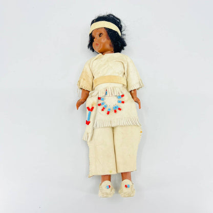 Vintage Native American Indian Girl White Leather and Bead 7” TB5
