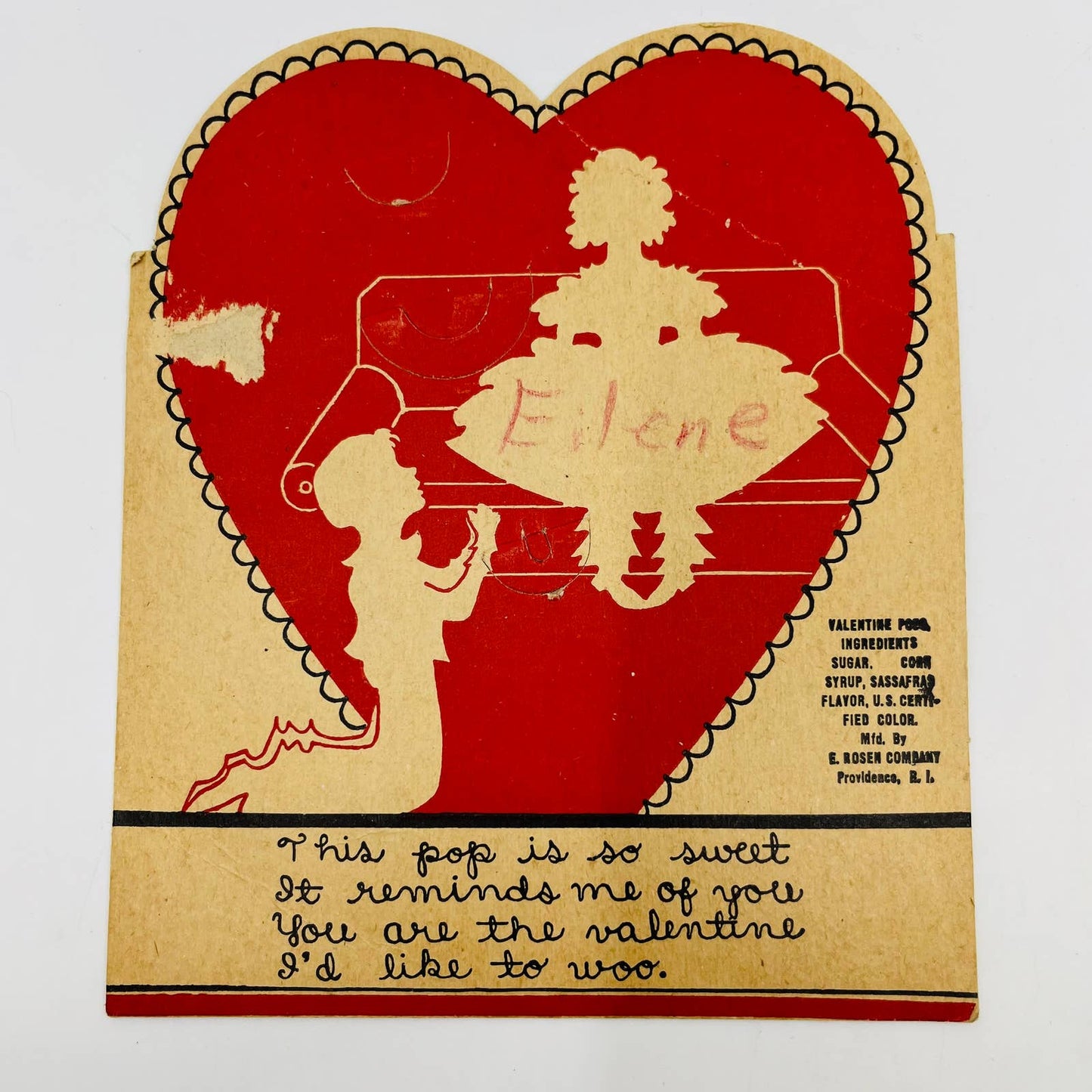 1930s Set of 3 Vintage E Rosen Comp Valentine Pop Lollipop Cardboard EA4