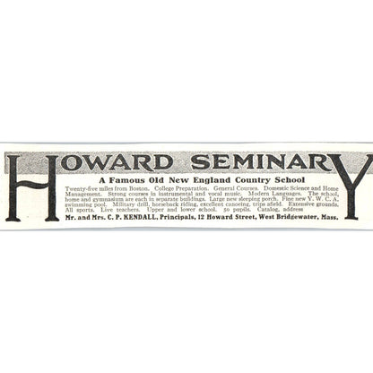 Howard Seminary C.P. Kendall West Bridgewater MA - 1921 Original Ad TJ7-S