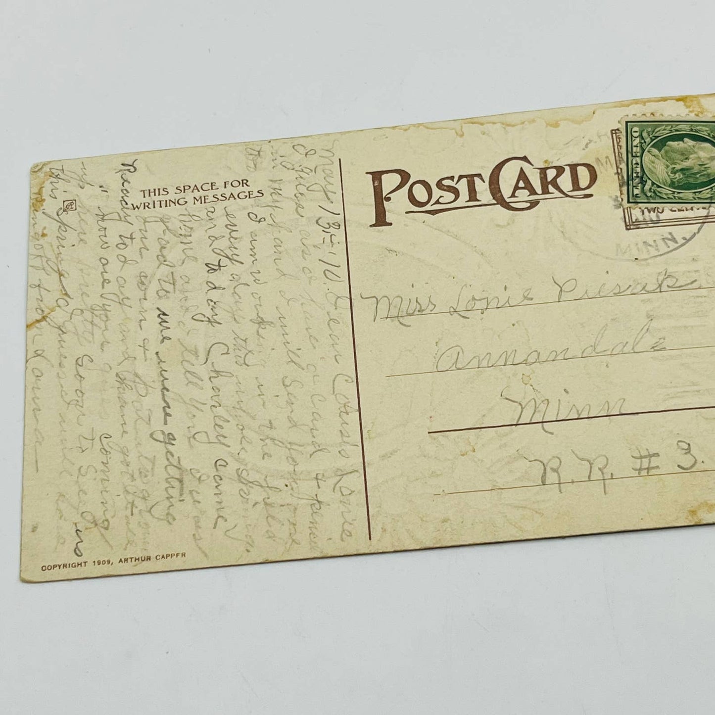 1910s Post Card Embossed Mountains Horseshoe Man & Woman Riding Horse Daisy PA7