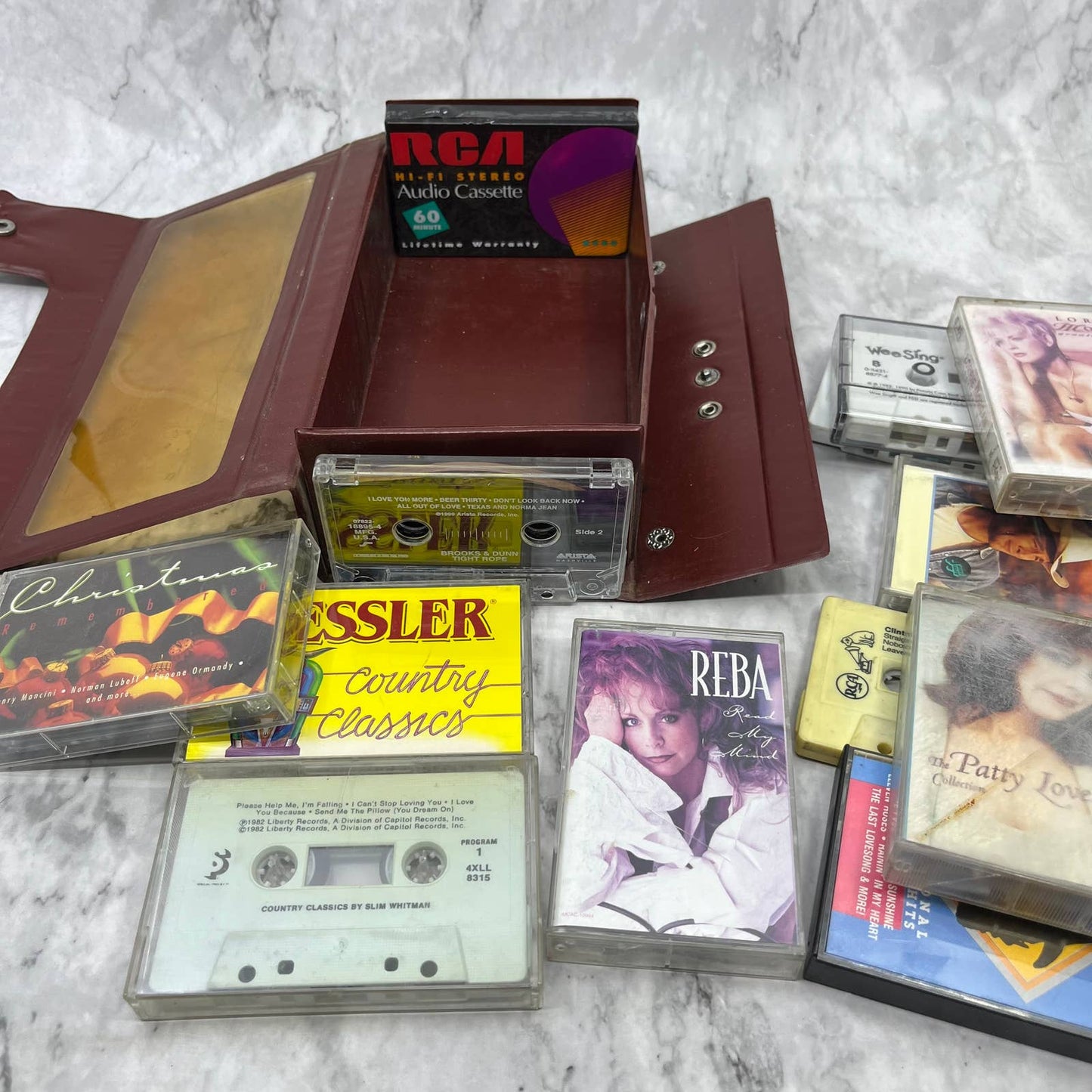 Vintage Cassette Tape Case Full of Classic Country Music Cassettes TJ4