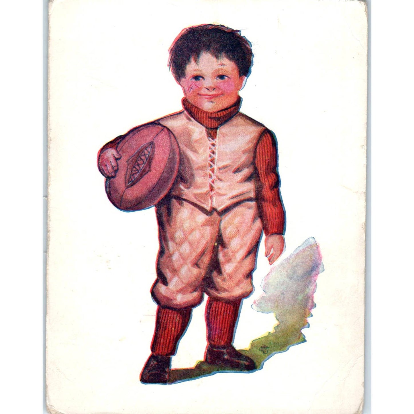 Victorian Little Boy Holding Football c1905 Postcard TK1-26