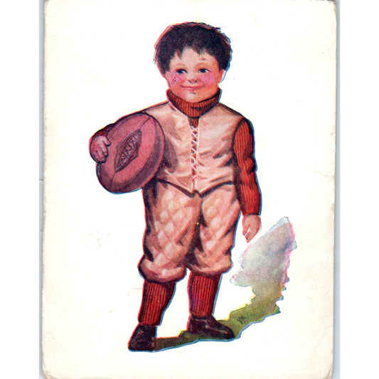 Victorian Little Boy Holding Football c1905 Postcard TK1-26